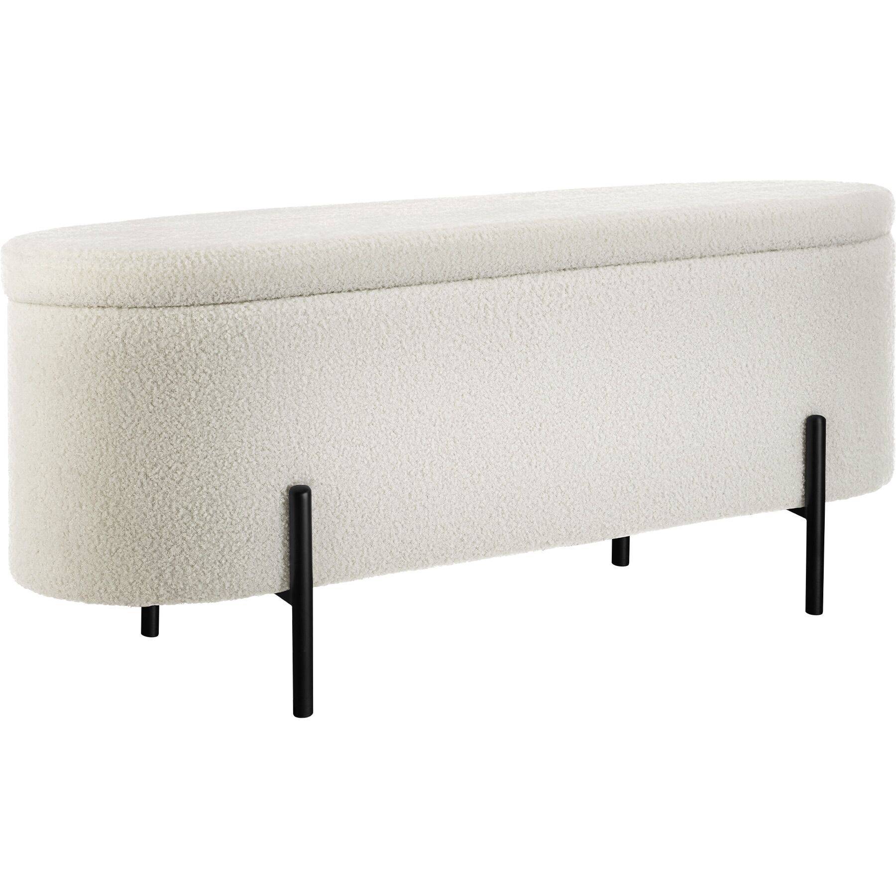 Hallway Bench Lanja - upholstered, cushioned, built-in-storage, 97 x 36 x 42 cm