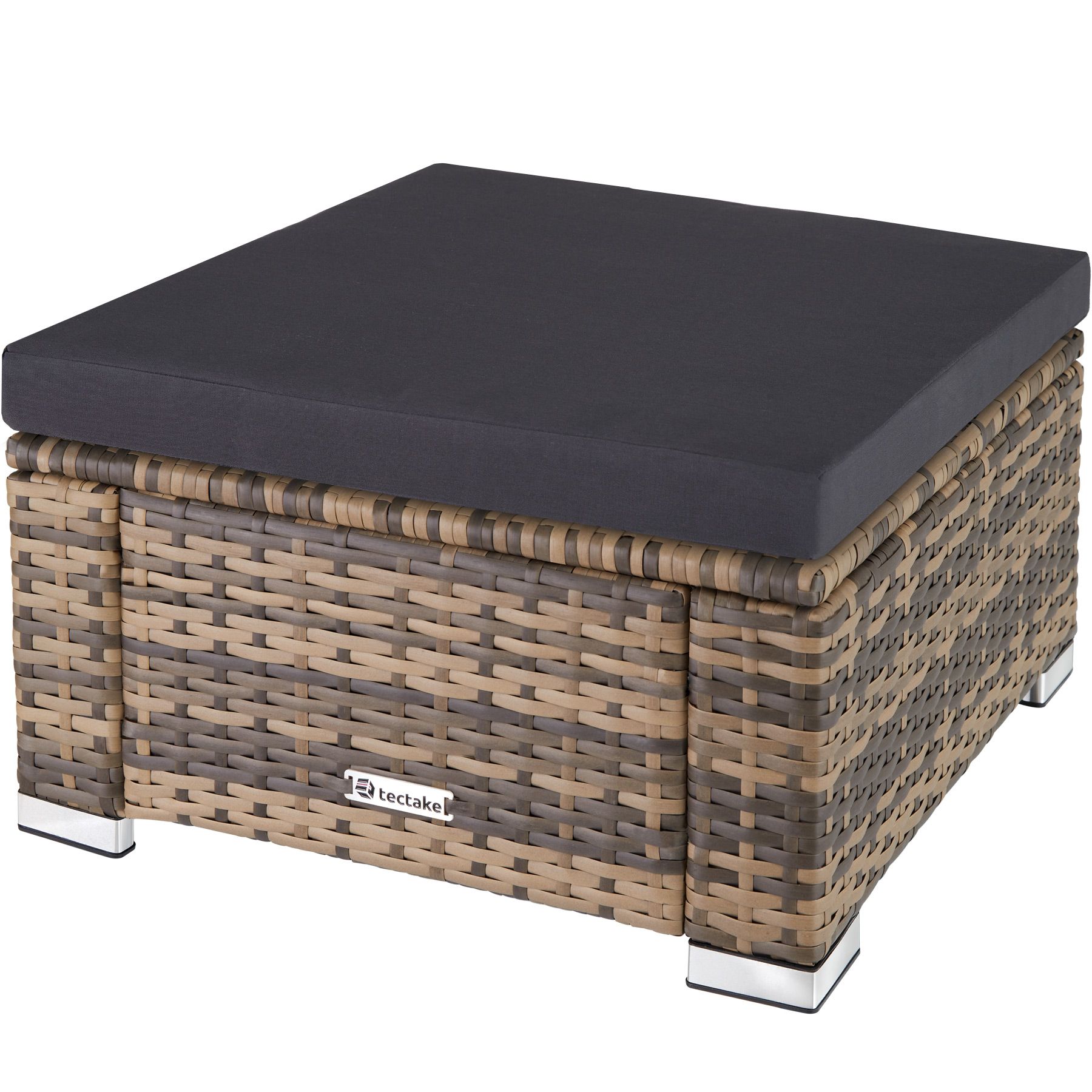 Footstool Bitonto - durable, UV-resistant polyrattan chair, 53 x 53 x 26 cm
