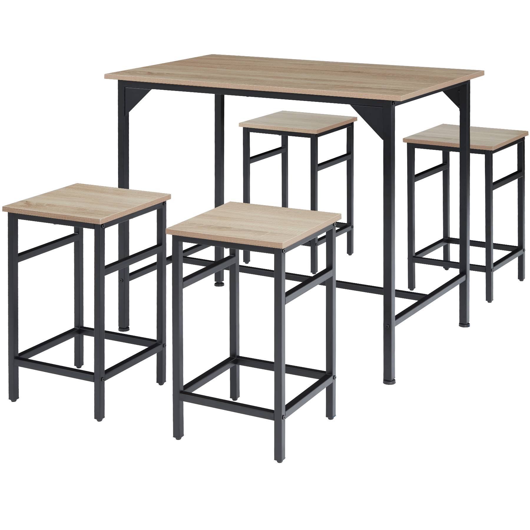 Dining Table with 4 Bar Stools Edinburgh - height-adjustable plastic feet