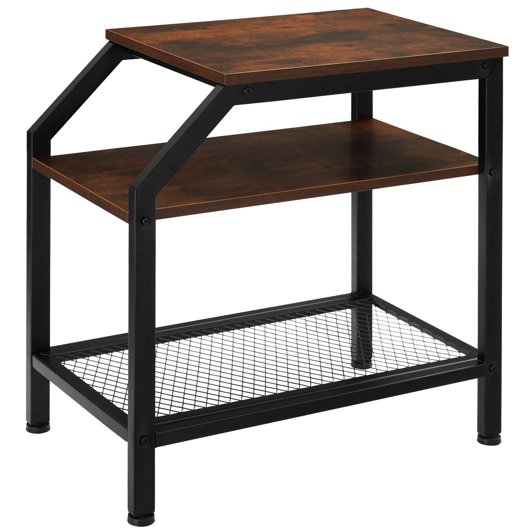 Bedside Table Plymouth - industrial style, with 2 shelves, grid shelf, 36.5 x 58.5 x 59.5 cm