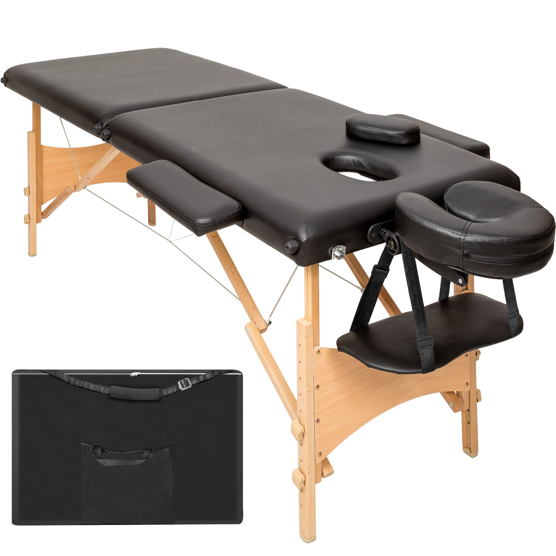 Massage Table Freddi - 2-zone bed, foldable, with carry bag, head and armrests