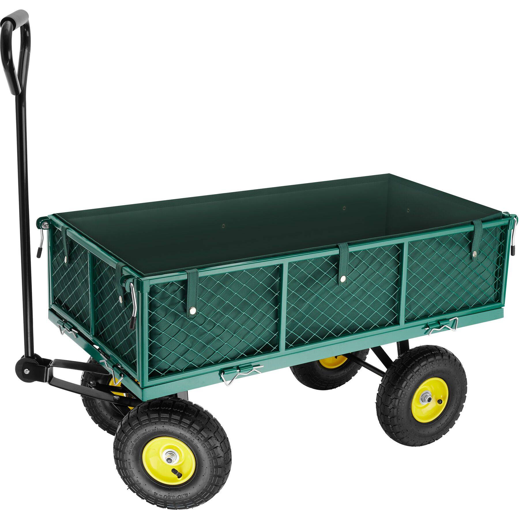 Garden Trolley - foldable side walls, steering axle, padded handle, 350 kg load capacity
