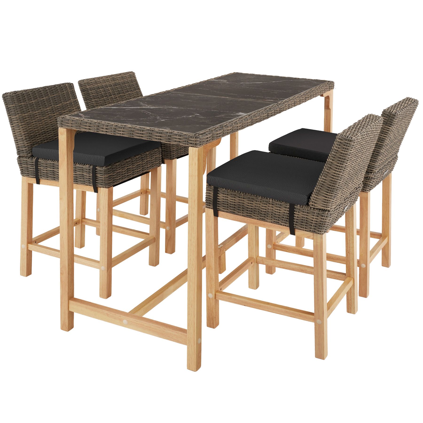 Garden Table and Chairs - dining table Lovas with 4 bar stools Latina