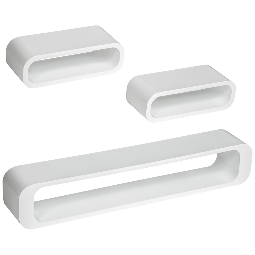 Wall Mounted High Gloss Floating Shelves Storage Kit Display Set Of 3