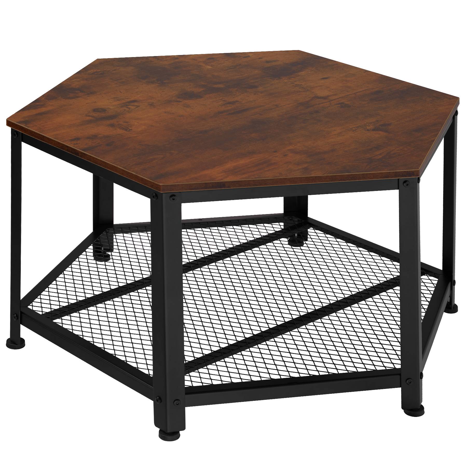 Coffee Table Norwich - hexagonal with grid shelf