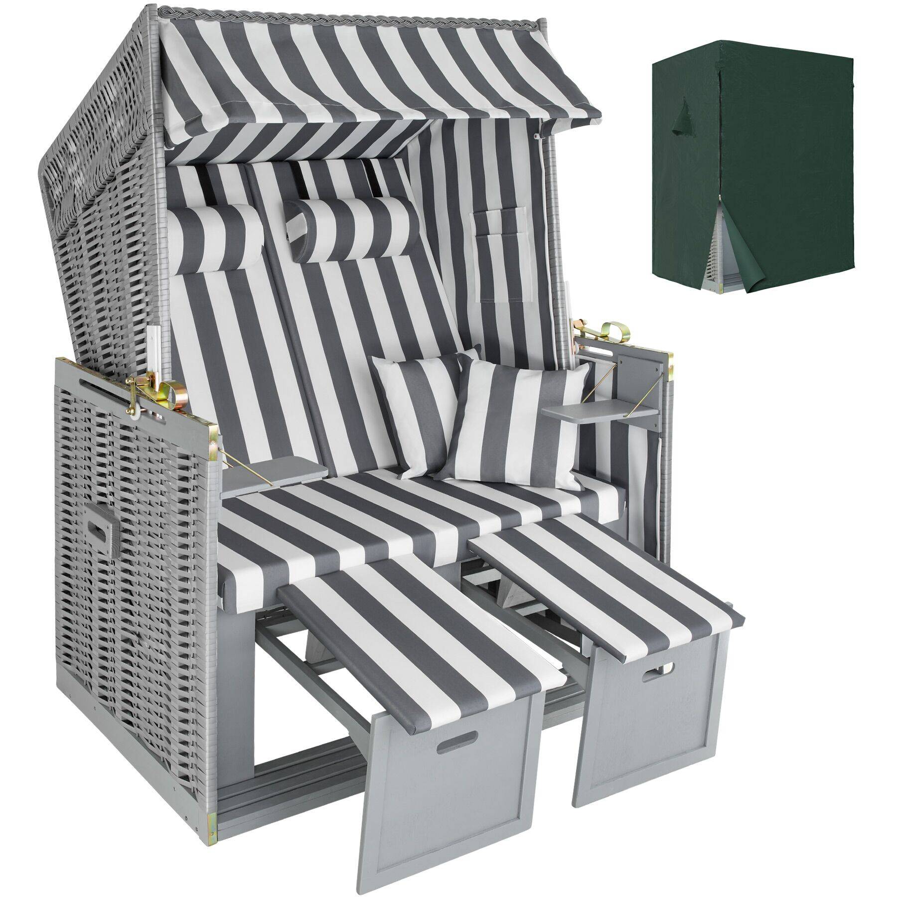 Beach Chair 'Sylt' with cushions, footrest and rain cover