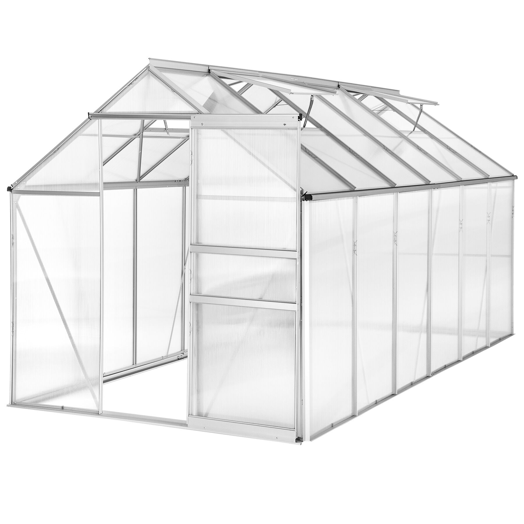 Aluminium greenhouse, UV-resistant, 185x375x195cm