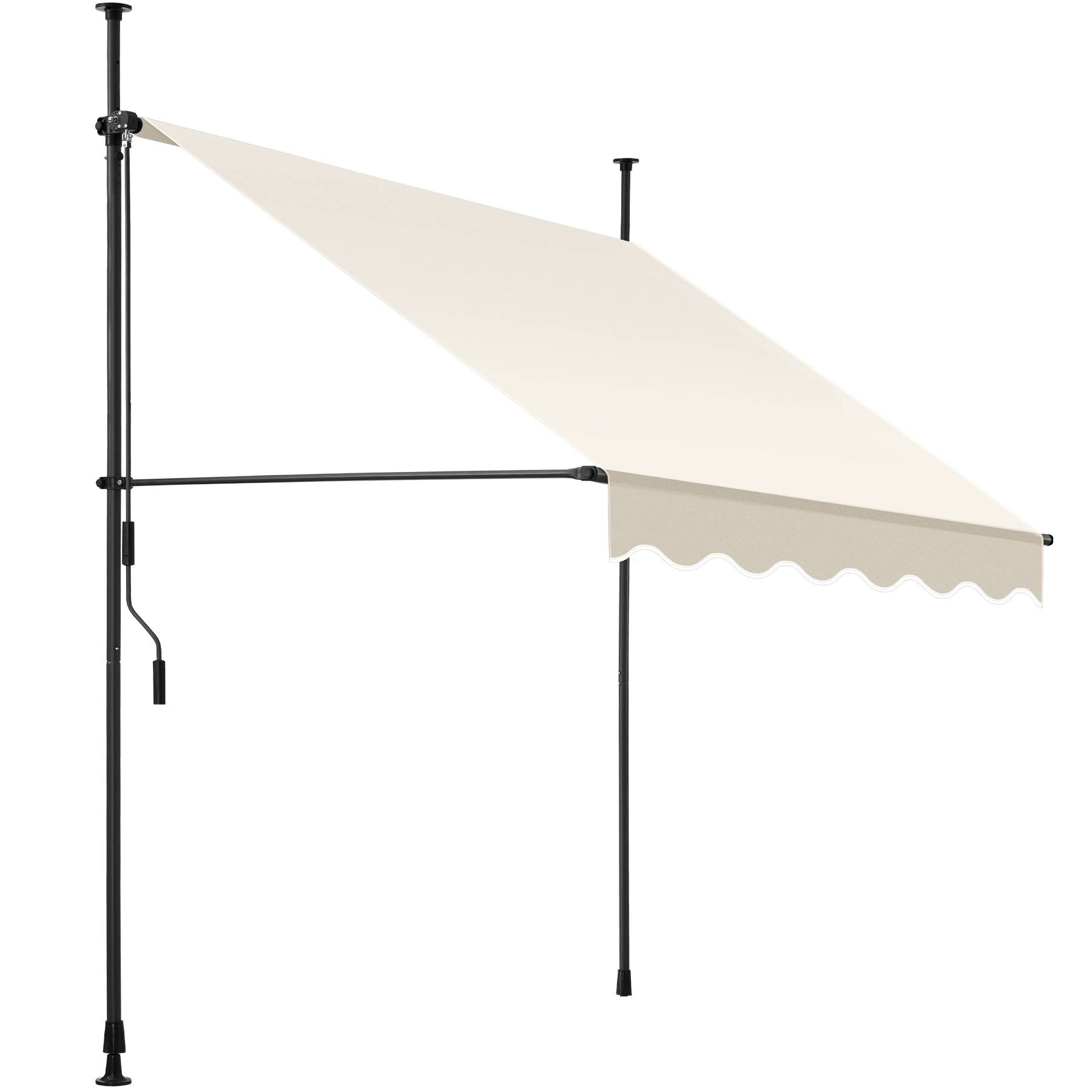 Awning with hand crank - pressure fitted , height adjustable