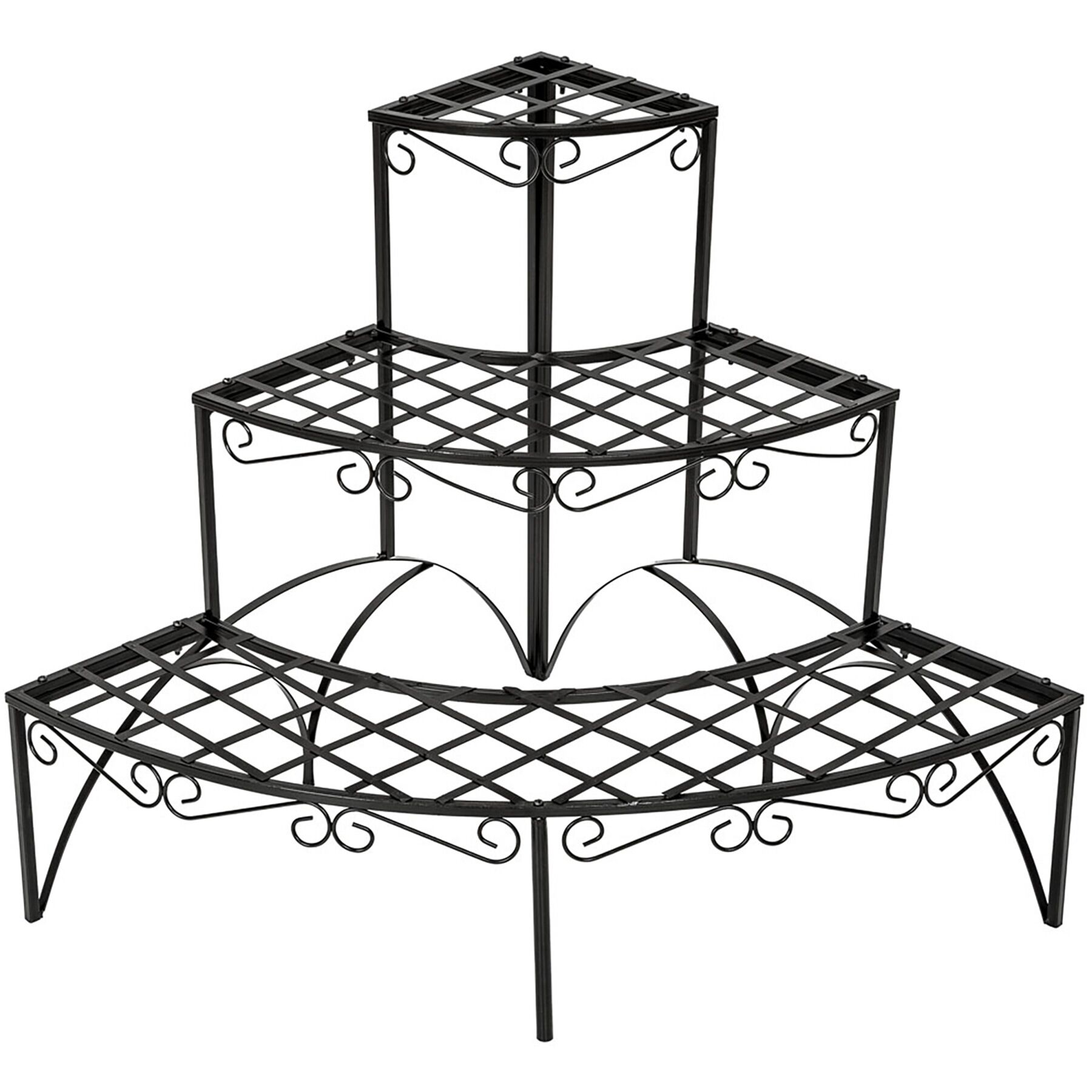 Plant Stand Aileen - 3 tiers, corner, fan-shaped design