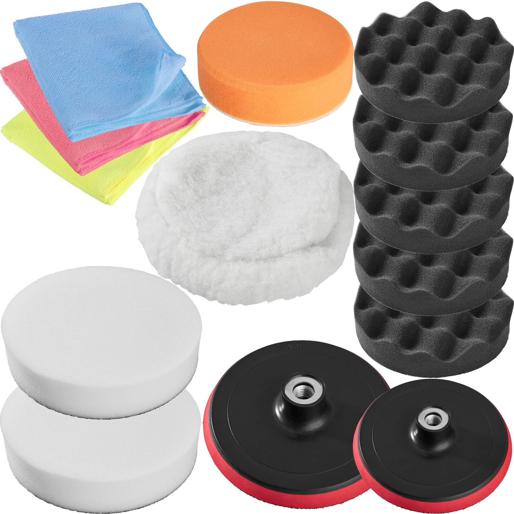 Buffer Pads - 1 polishing pad, 8 sponges, 3 microfibre cloths, 2 polishing machine heads