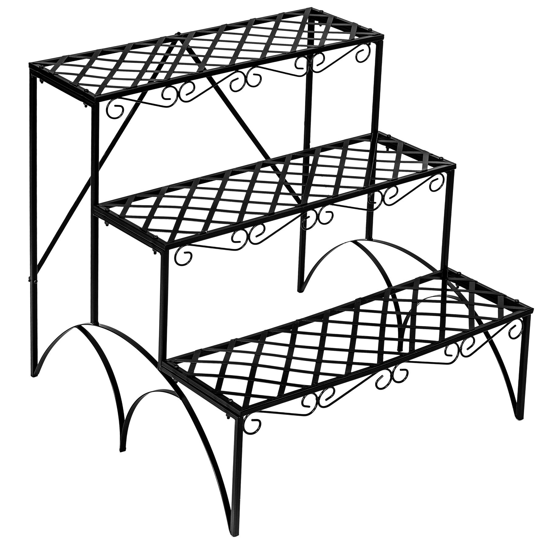 Plant Stand - 3 levels, stabilising back struts, 60 x 60 x 60 cm