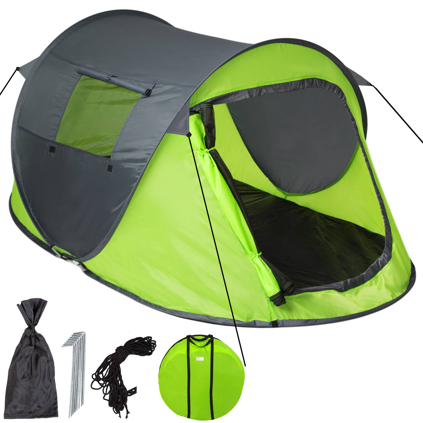 2 Man Pop Up Tent Waterproof For Camping Hiking Festival Mosquito Net Carry Bag