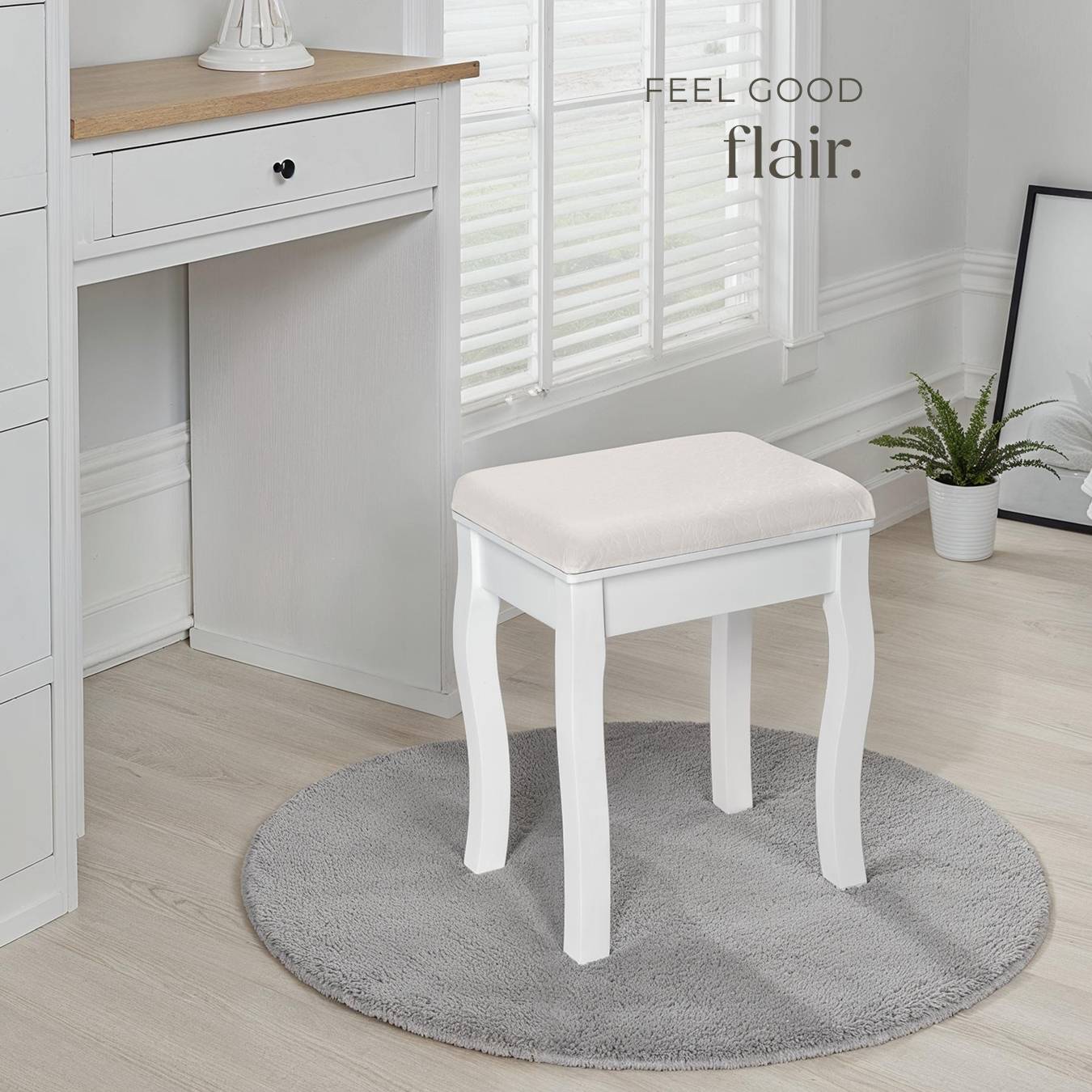 Buy Dressing Table Stool, vintage look, padded, with solid wood