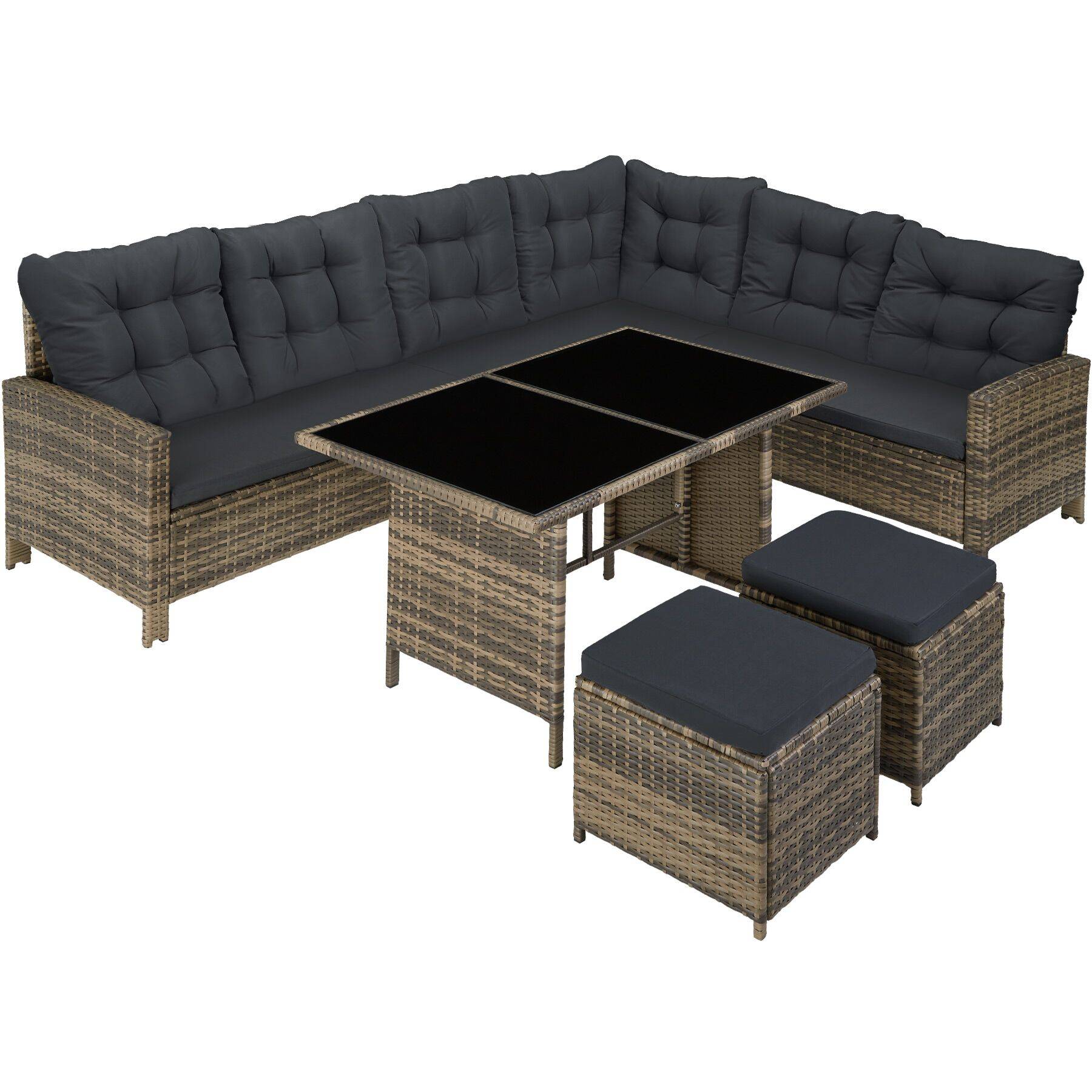 8 Seater Garden Furniture Set Barletta with Cushions, Footstools and Table