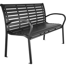 Garden bench 3-seater w/ steel frame (126x62x81.5cm)