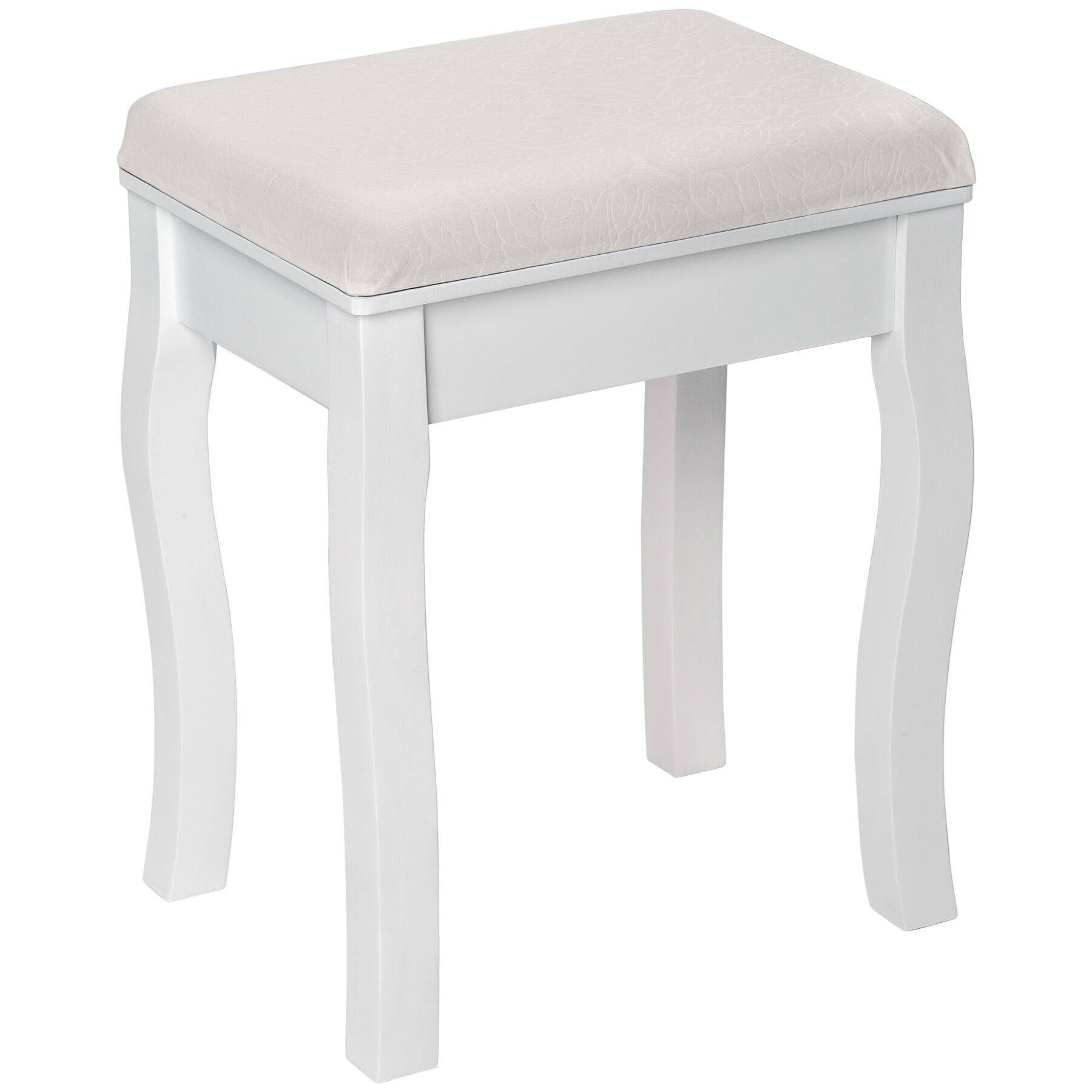 Dressing Table Stool - padded, with solid wood legs, rose pattern