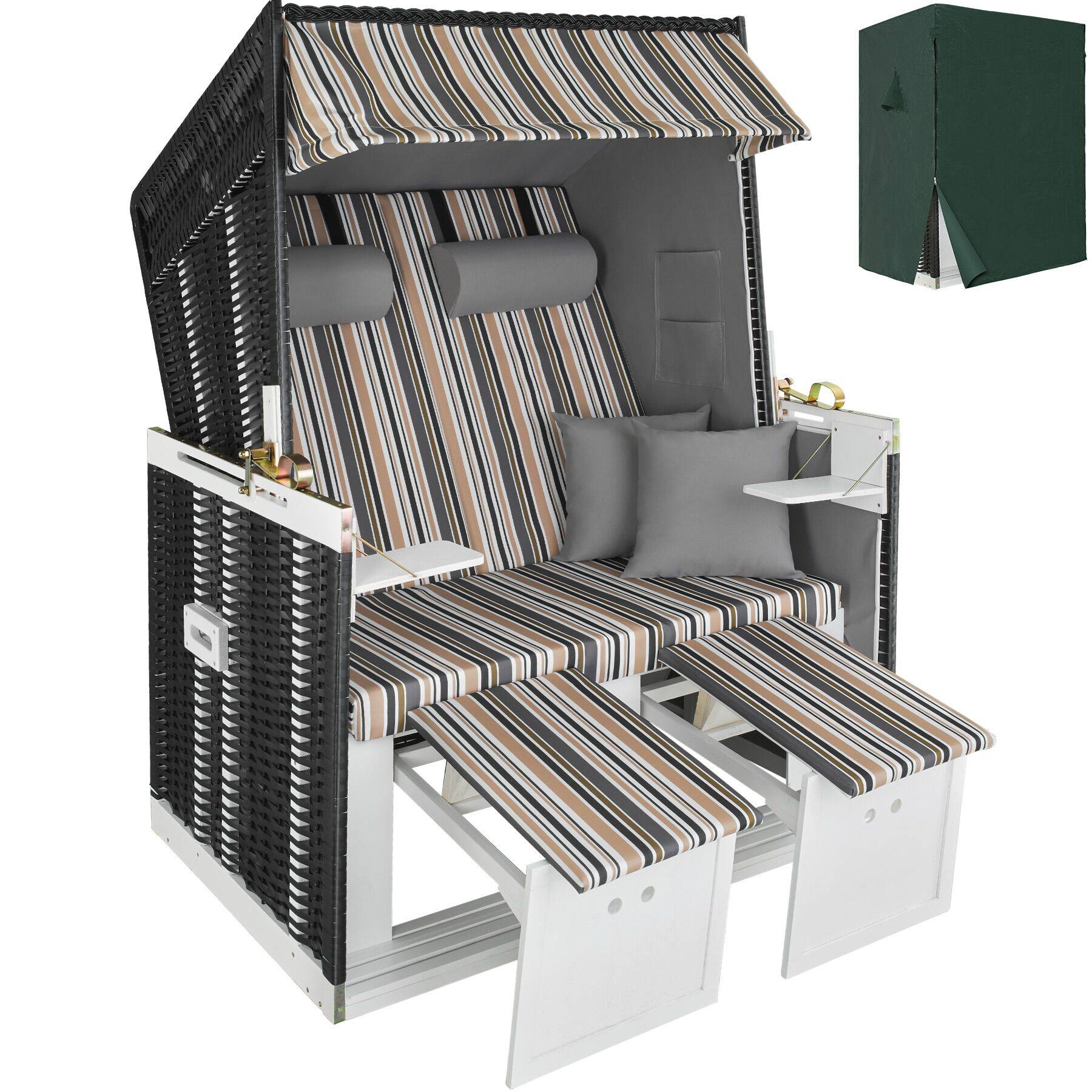 Beach Chair 'Sylt' with cushions, footrest and rain cover