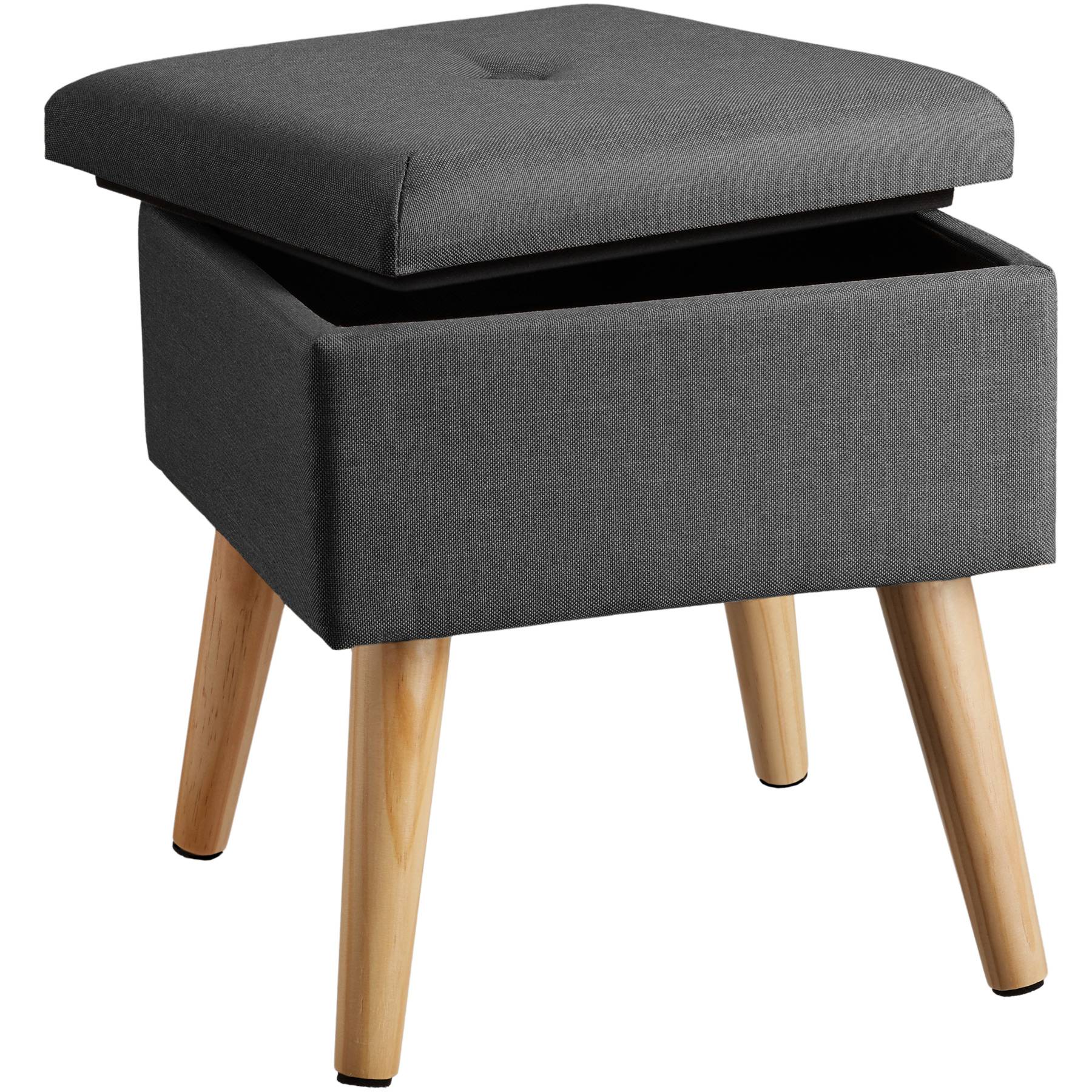 Stool Elva - padded, linen look with storage space