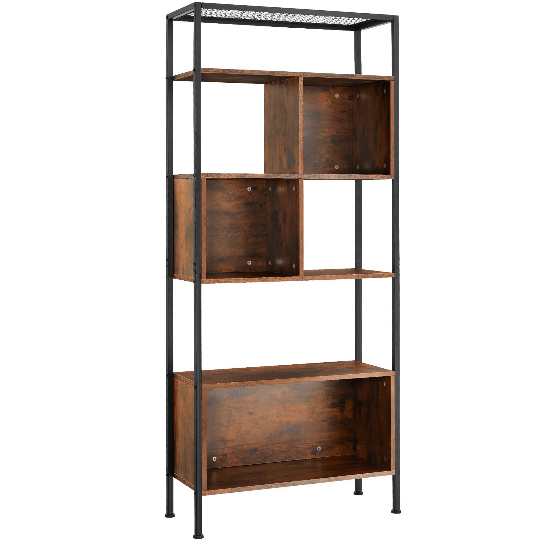 Free standing shelf Hastings - with 5 tiers & 3 storage compartments