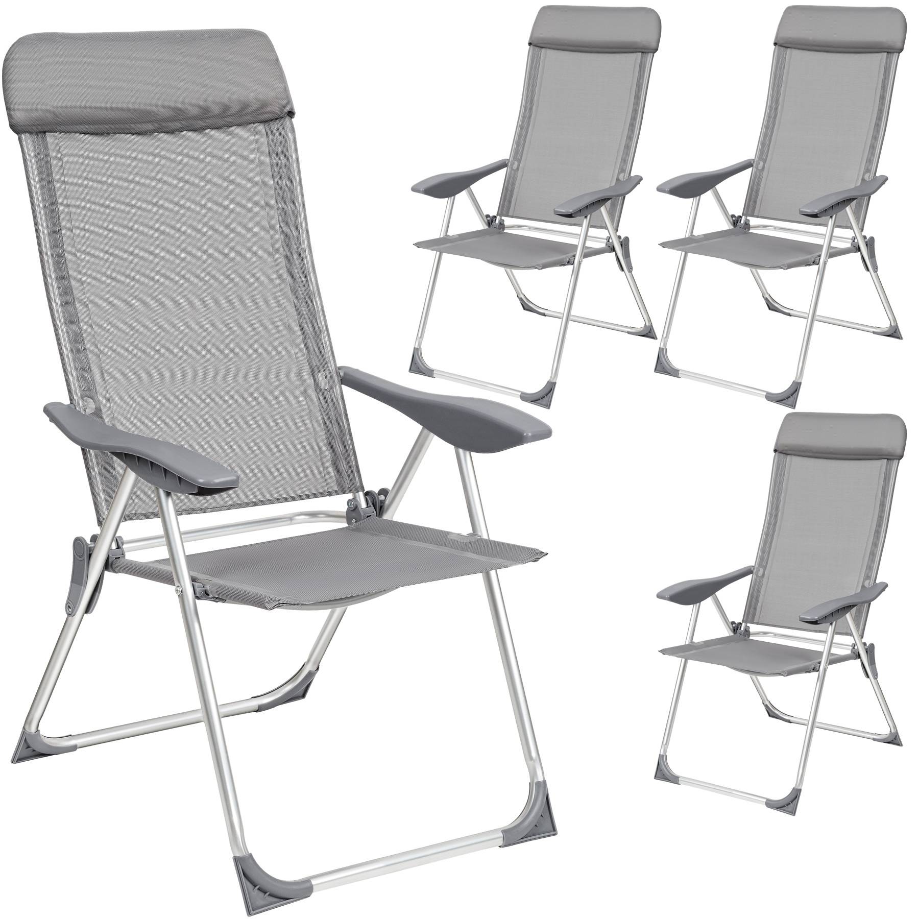 Garden Chairs Maurine - Set of 4, foldable, aluminium frame, adjustable backrest, head cushion