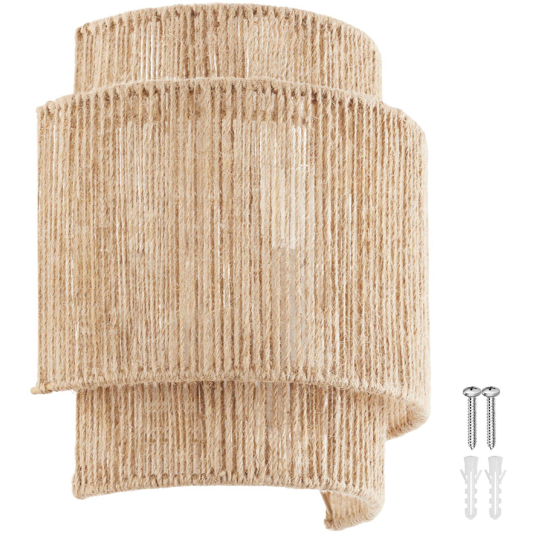 Wall Light Lignea in 3 Tiers, Jute Fibre and Boho Chic Design