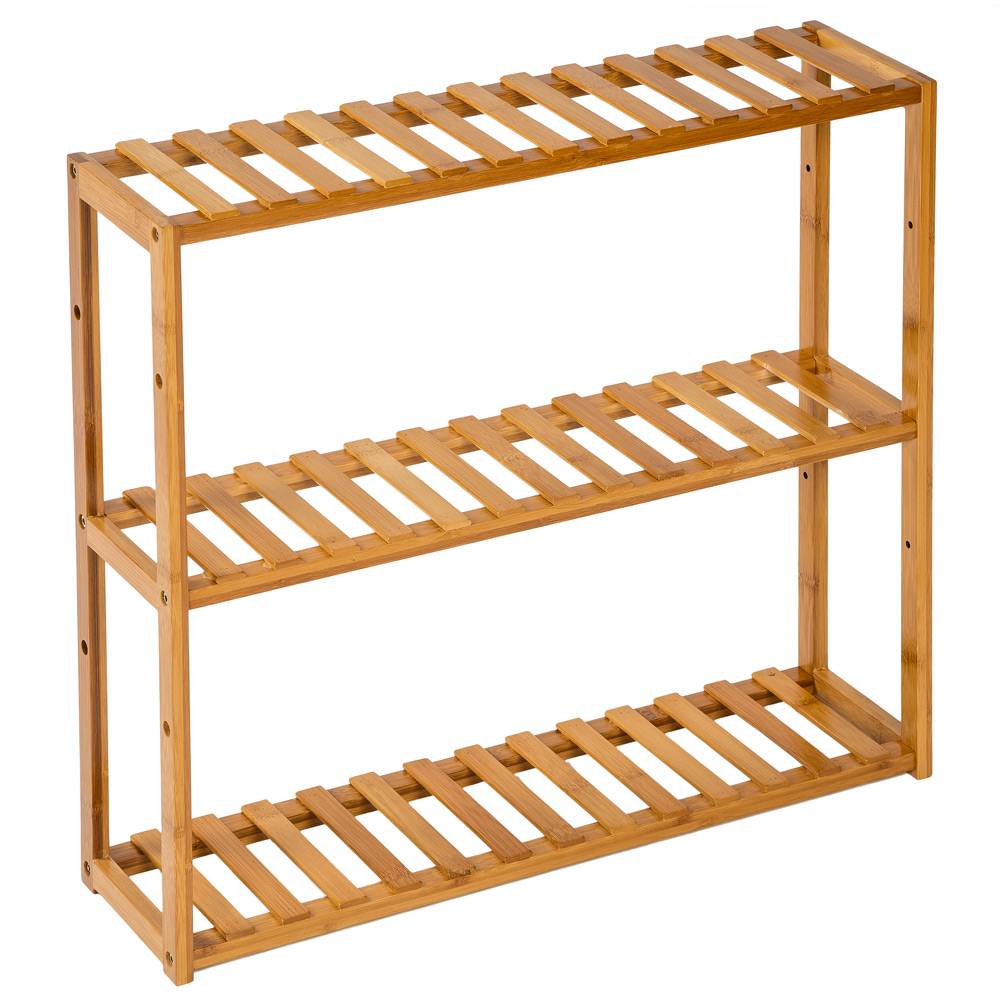 Bamboo Wood Bookcase Storage Shelf Rack Stand Display Shelving Unit 3 Tier