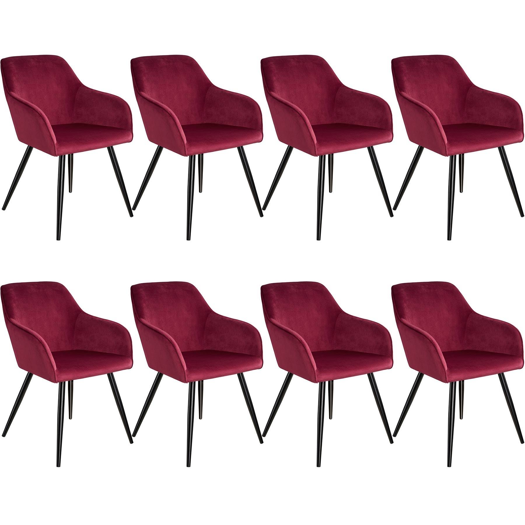 8 Marilyn Velvet Look Chairs Tectake