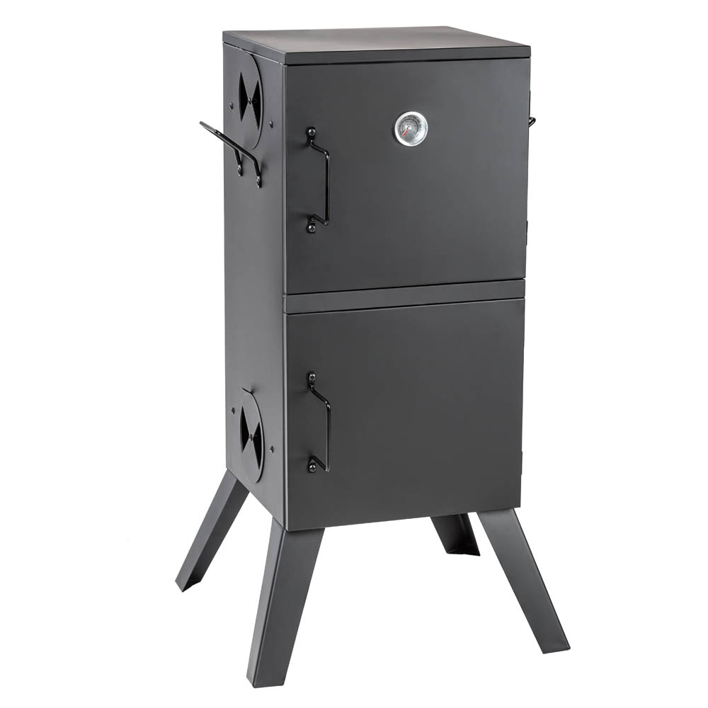 Smoker BBQ - with temperature display, including 2 racks and 2 trays