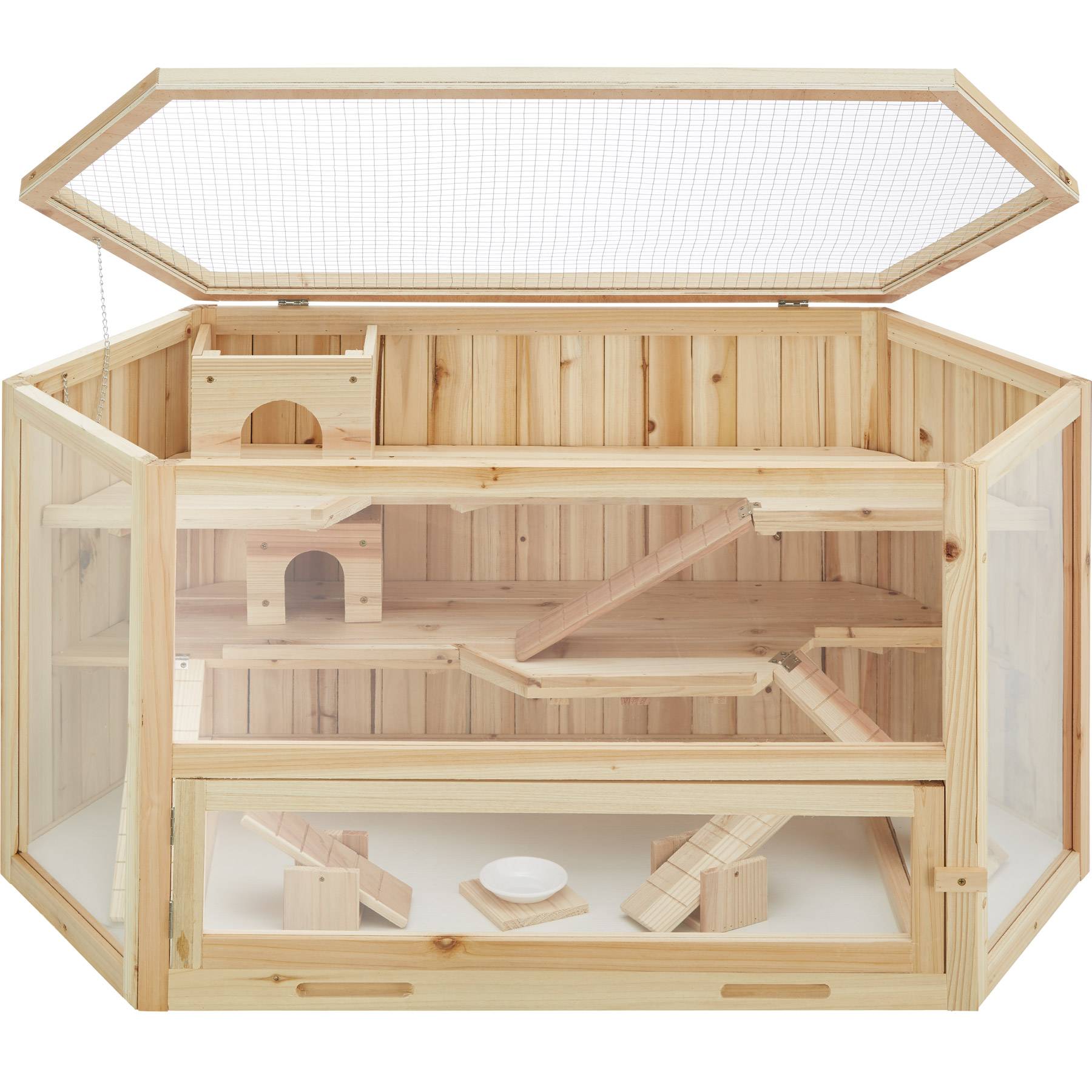 Buy Hamster Cage Benni, wooden, with floors and ramps, large