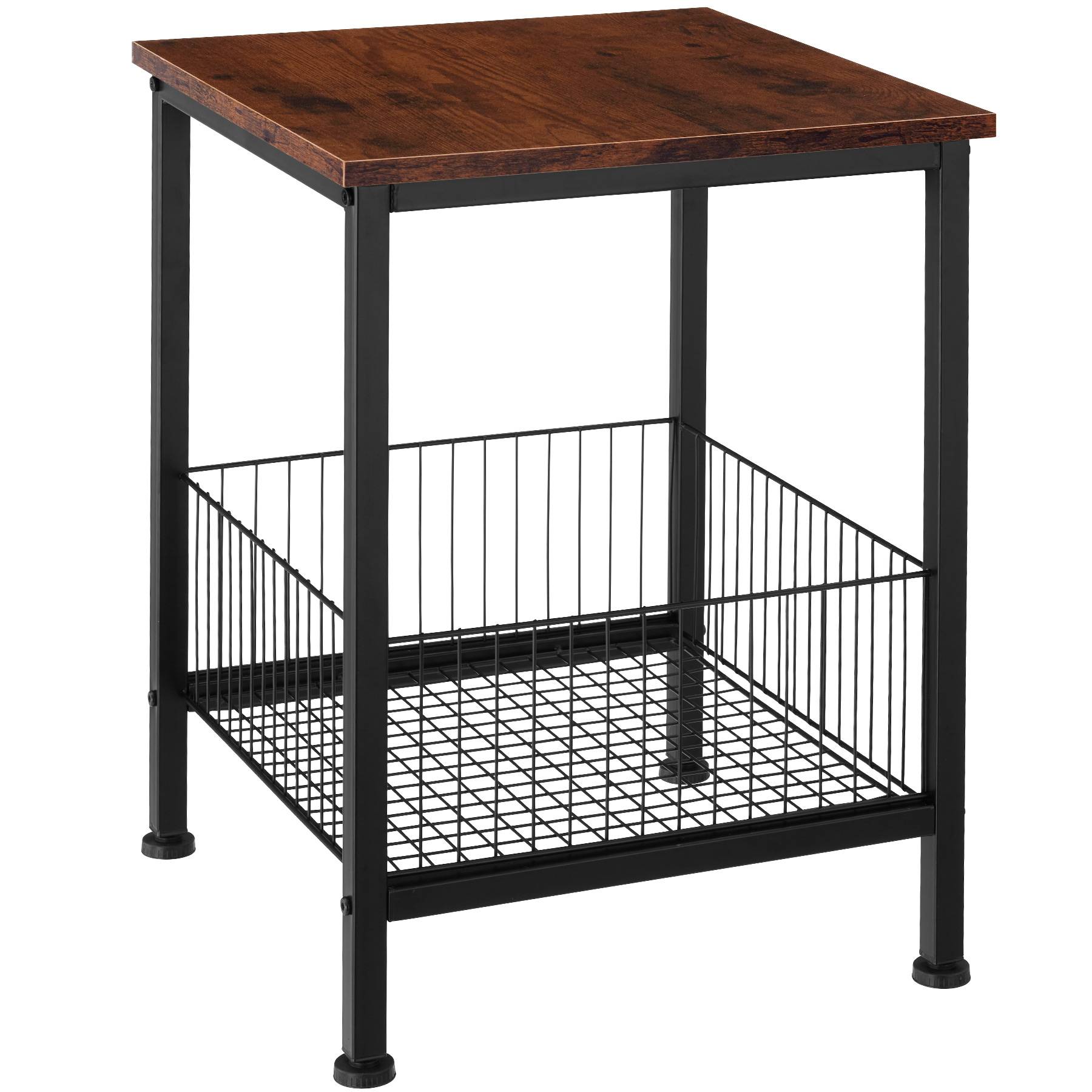 Bedside Table Grimsby - industrial style, with mesh basket, 40 x 40 x 55.5 cm