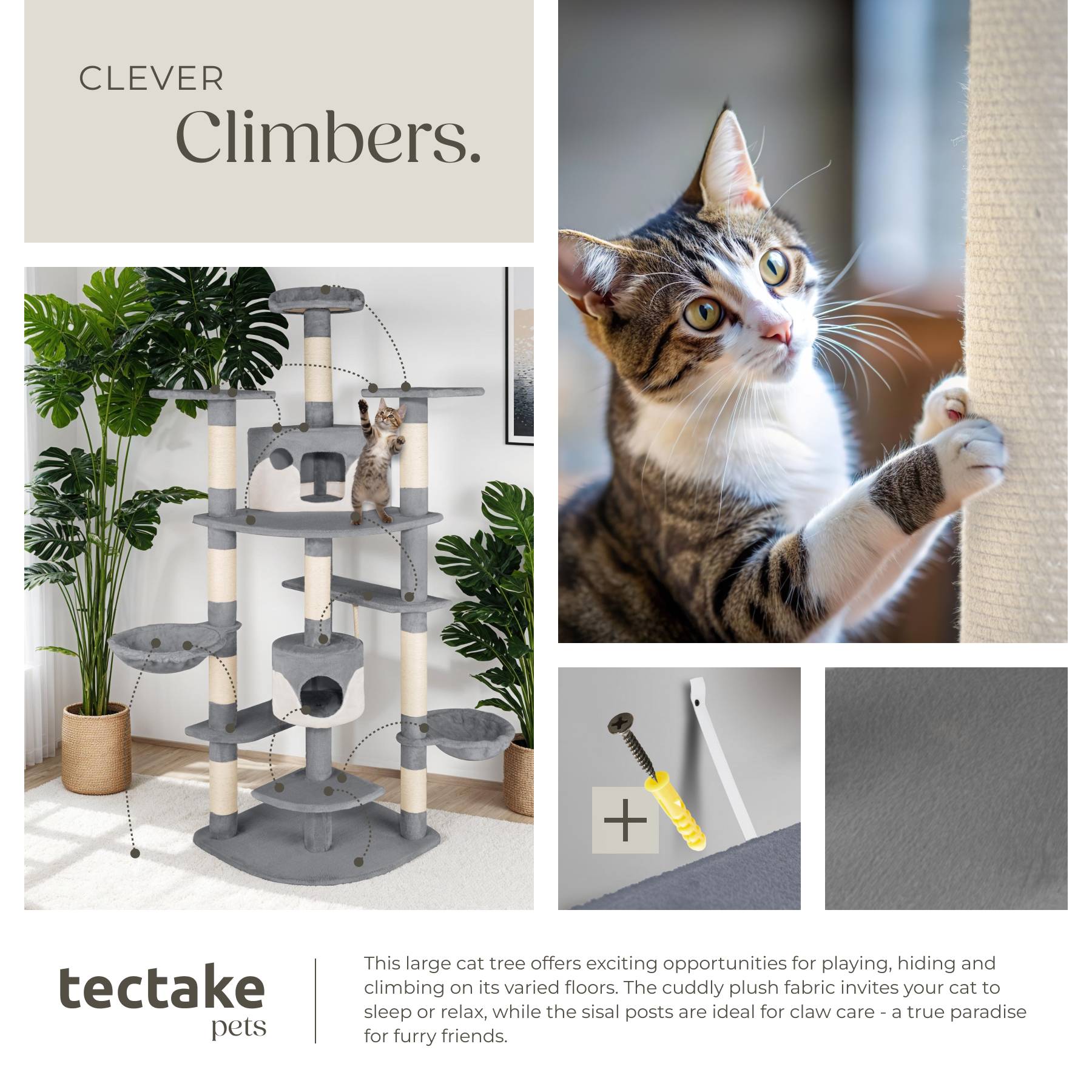 Buy Cat Tree Nelly, 204 cm tall, sisal scratching posts, including