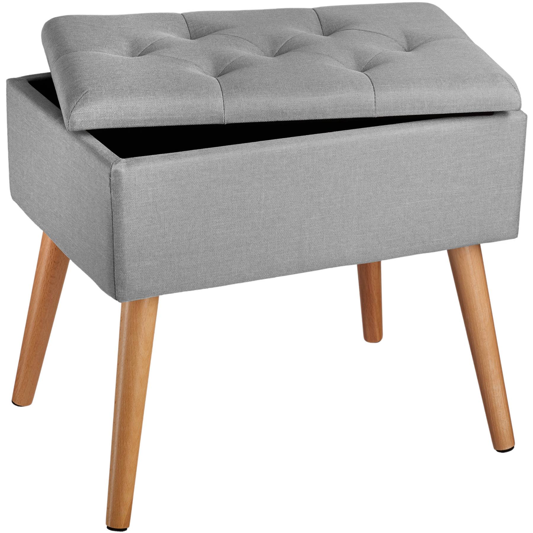Bench Ranya upholstered linen look with storage space - 300kg capacity