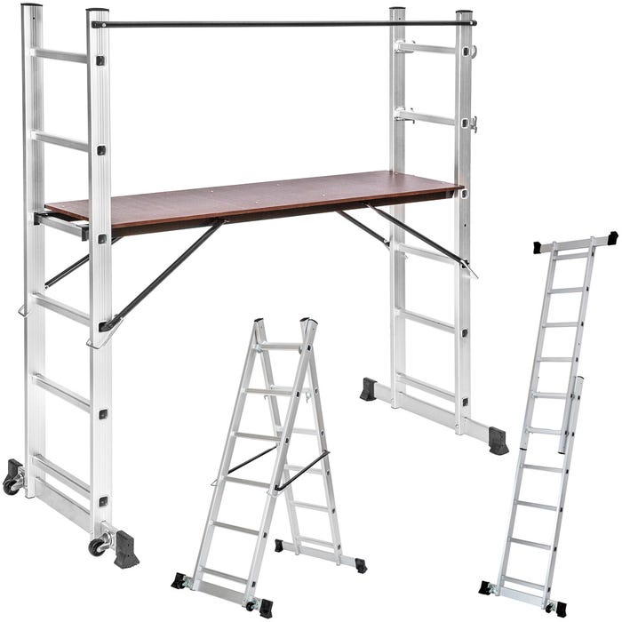 Aluminium multi-purpose ladder with scaffold