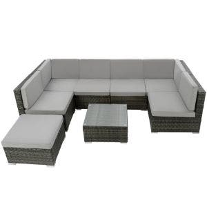 Buy Garden Furniture Set Venice for 6 to 7 people resilient with safety glass plate online cheap tectake
