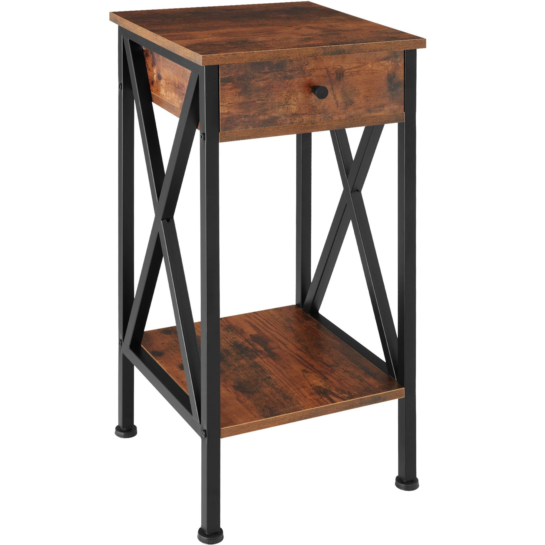 Bedside Table Dayton - industrial style, with 2 shelves, drawer, 35 x 35 x 70.5 cm