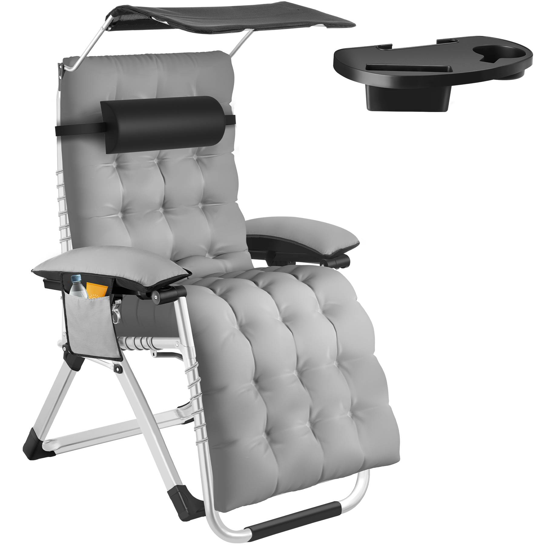 Sun Lounger Cirrus with Plush Padding, Built-in Sun Shade and Folding Function