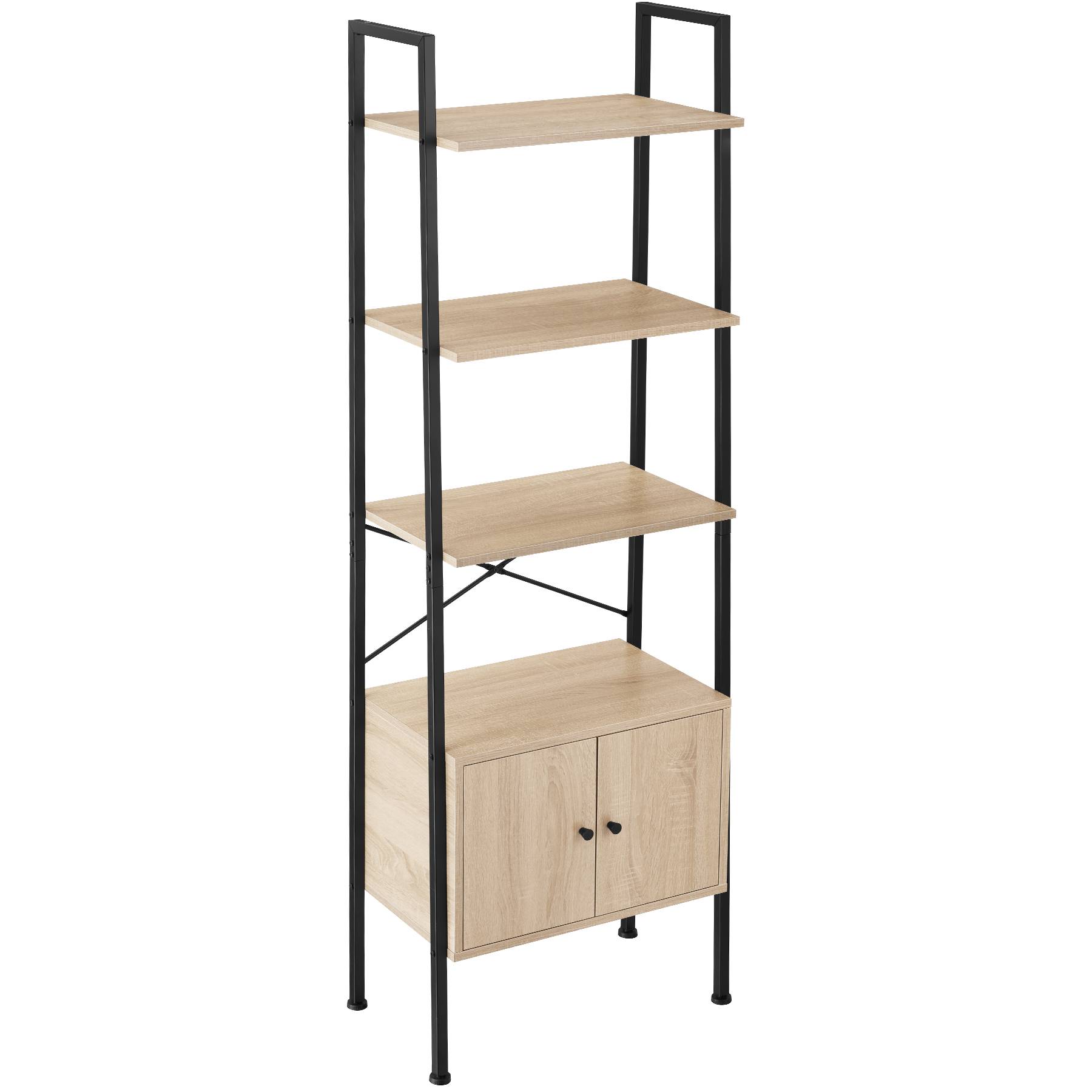Ladder Shelf Brentwood - industrial style, 4 levels, 2 cupboards