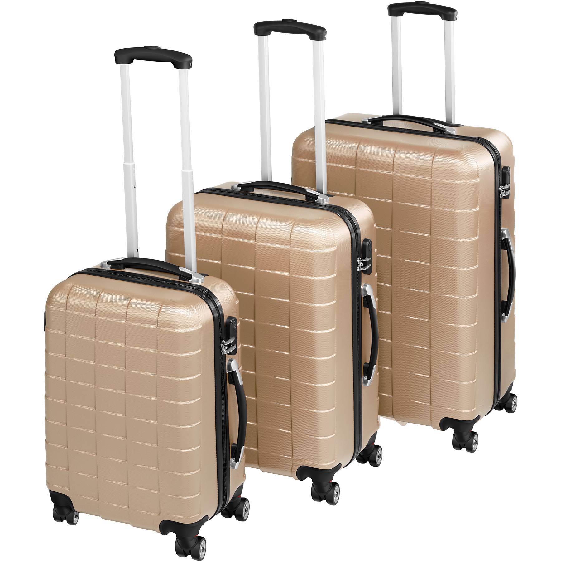 Suitcase Set - 3 hard-shell suitcases with telescopic handle, removable wheels