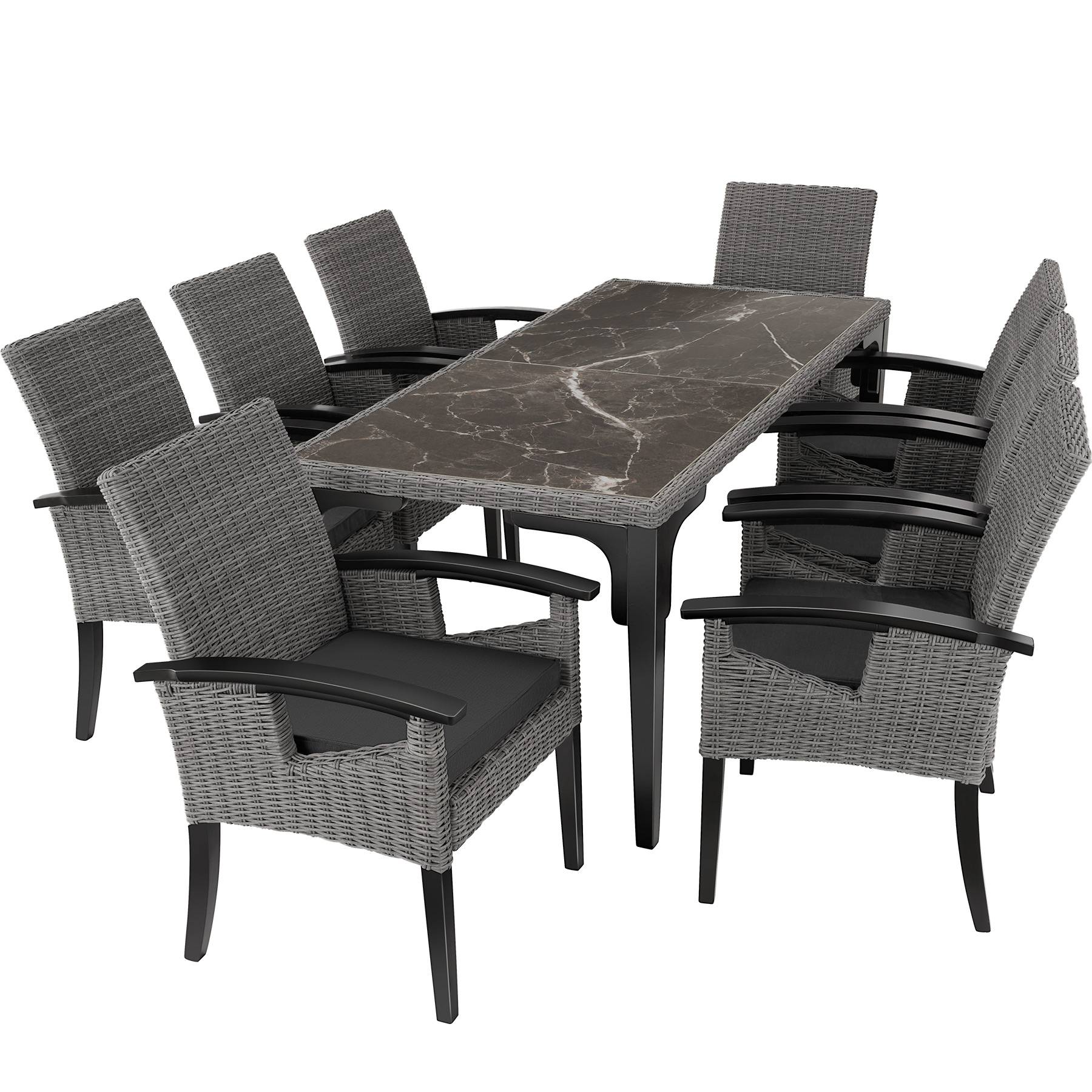 Garden Table and Chairs - Foggia dining table, 8 Rosarno armchairs