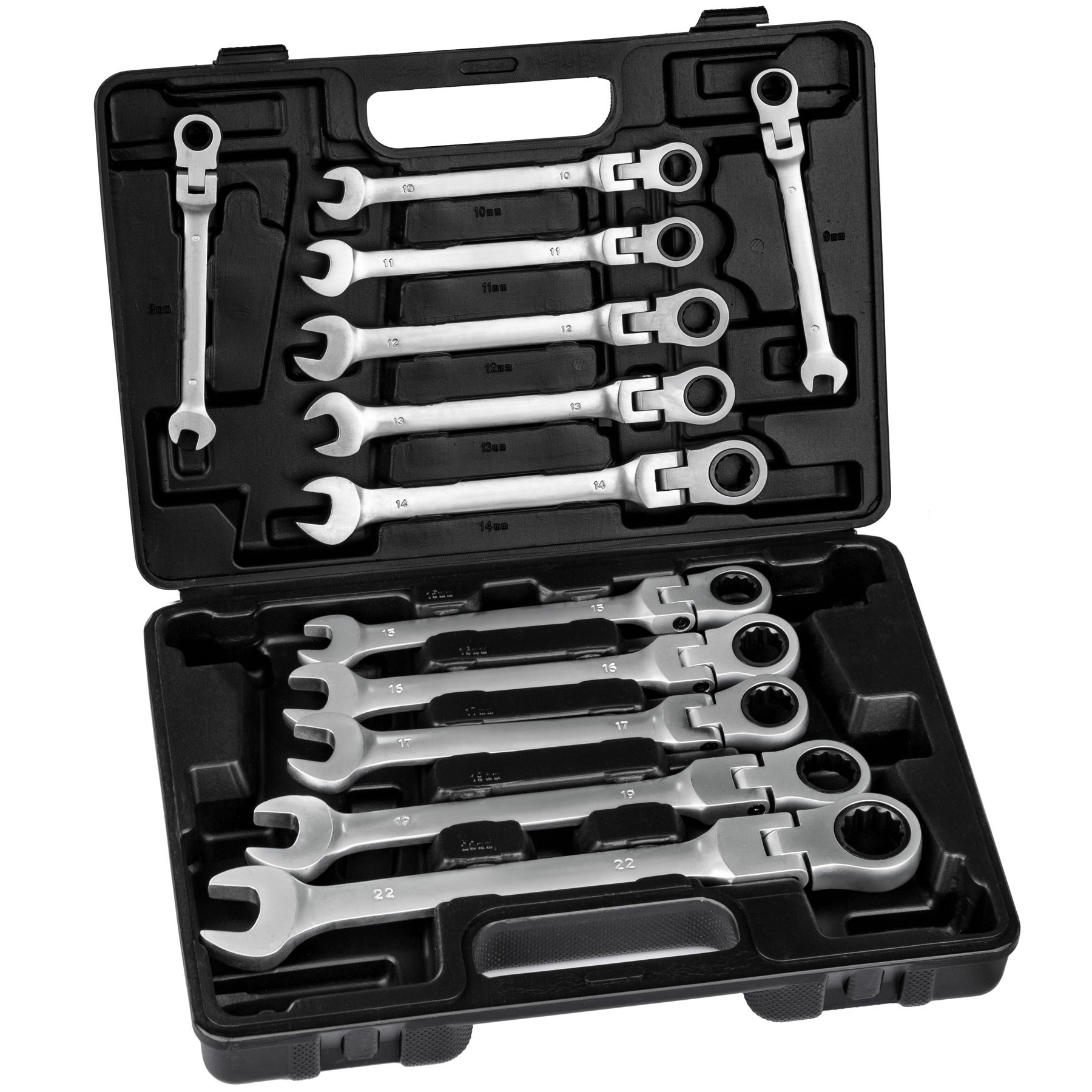 Spanner set with flexible ratchet ends 12 PCs
