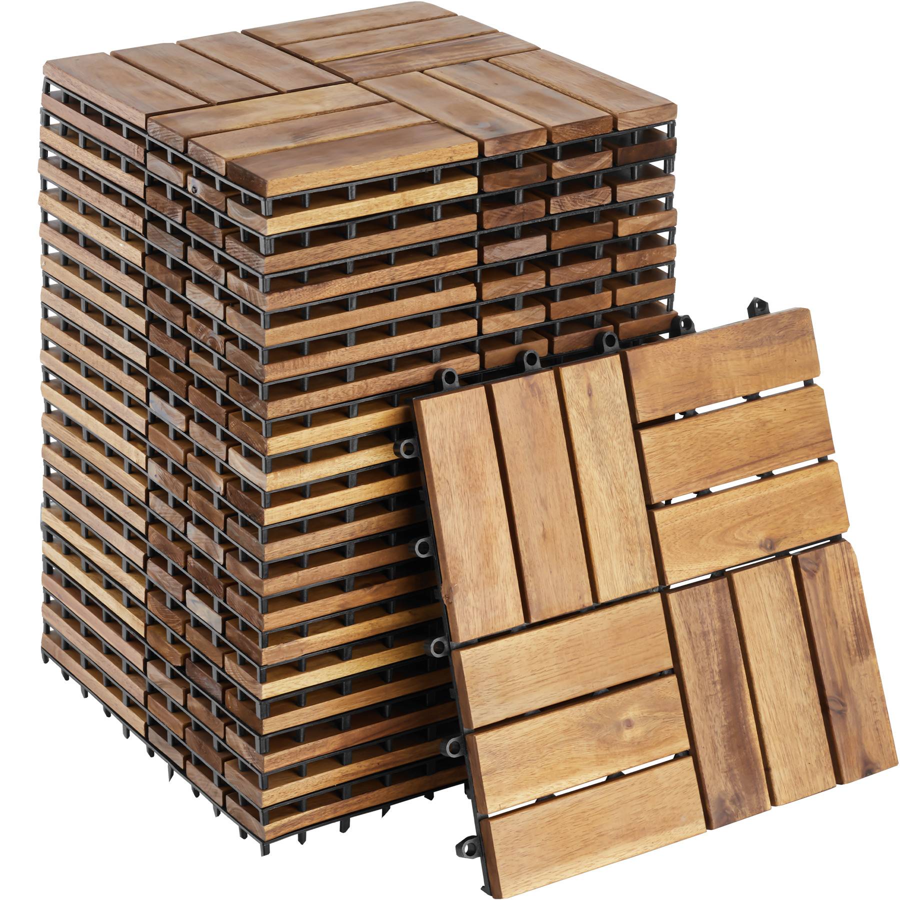 Outdoor Tiles Tabula - easy 'click' installation, acacia wood, weather-safe