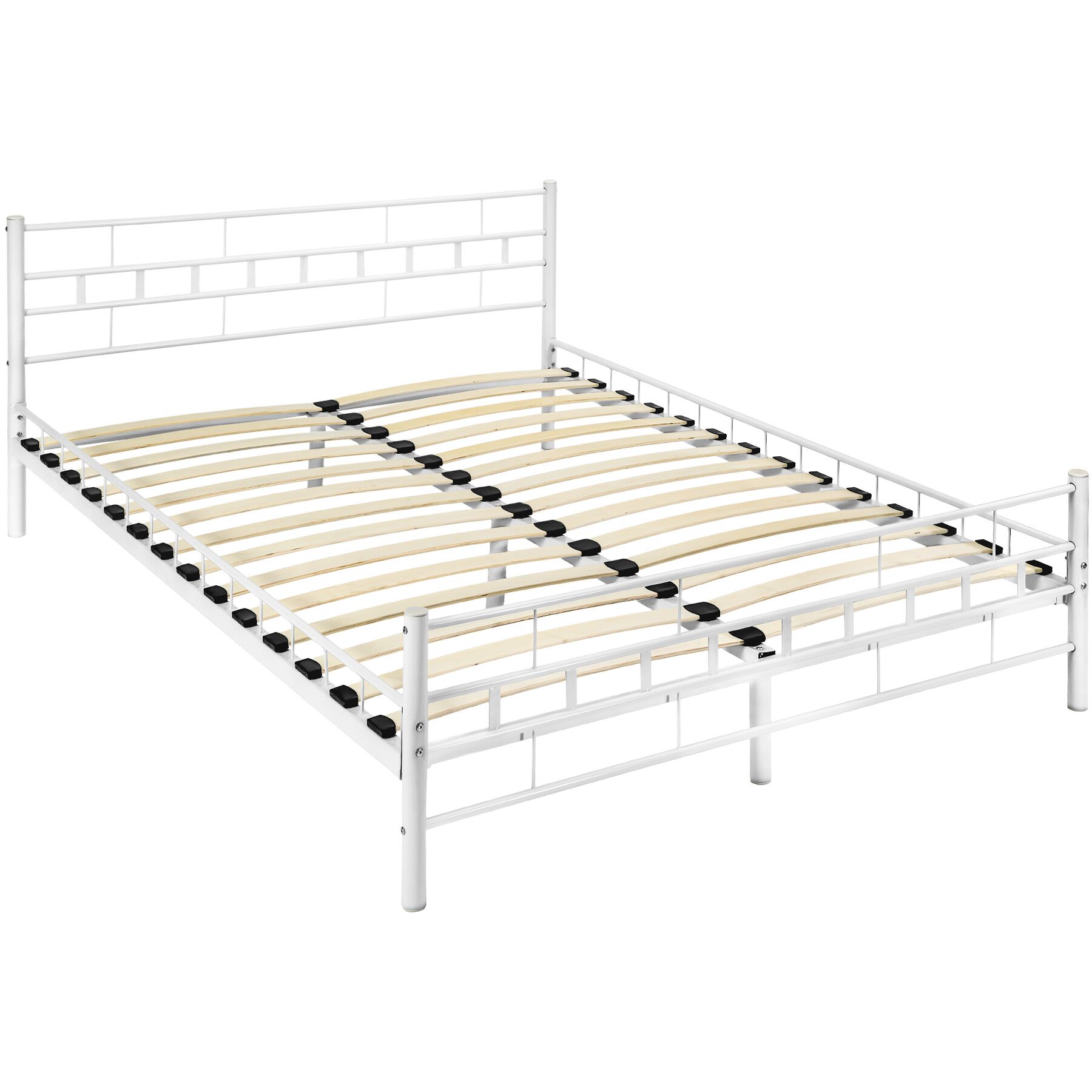 Metal bed frame with slatted base
