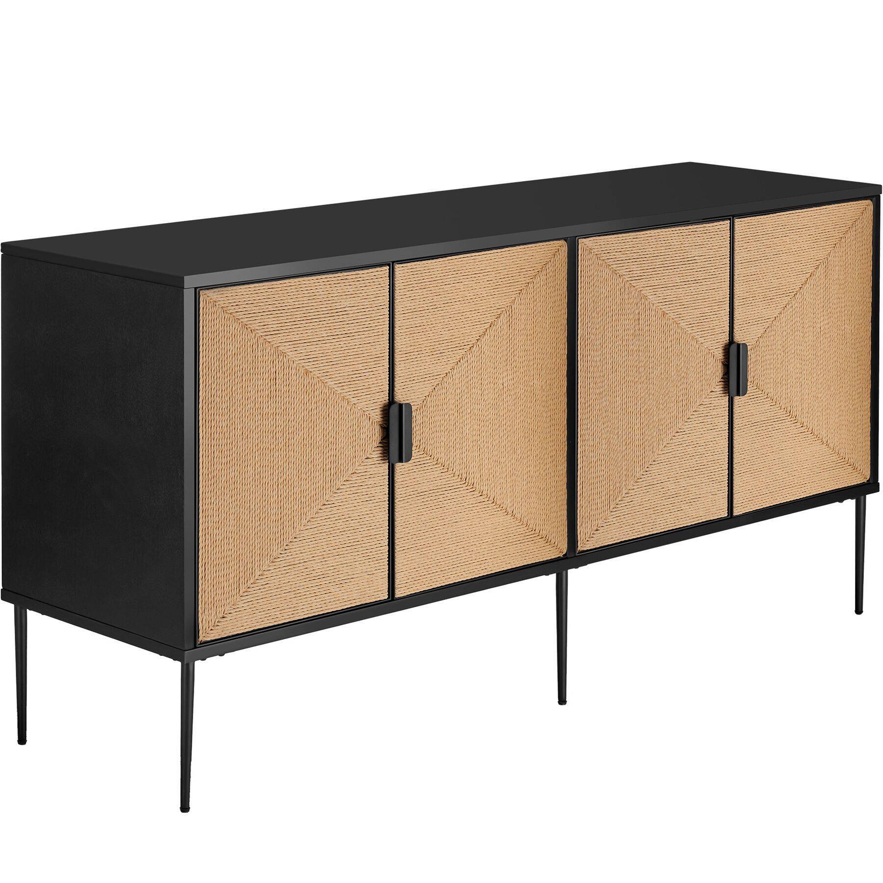 Sideboard Juna with 2 Cabinets, 4 Doors and Mid-Century Modern Design