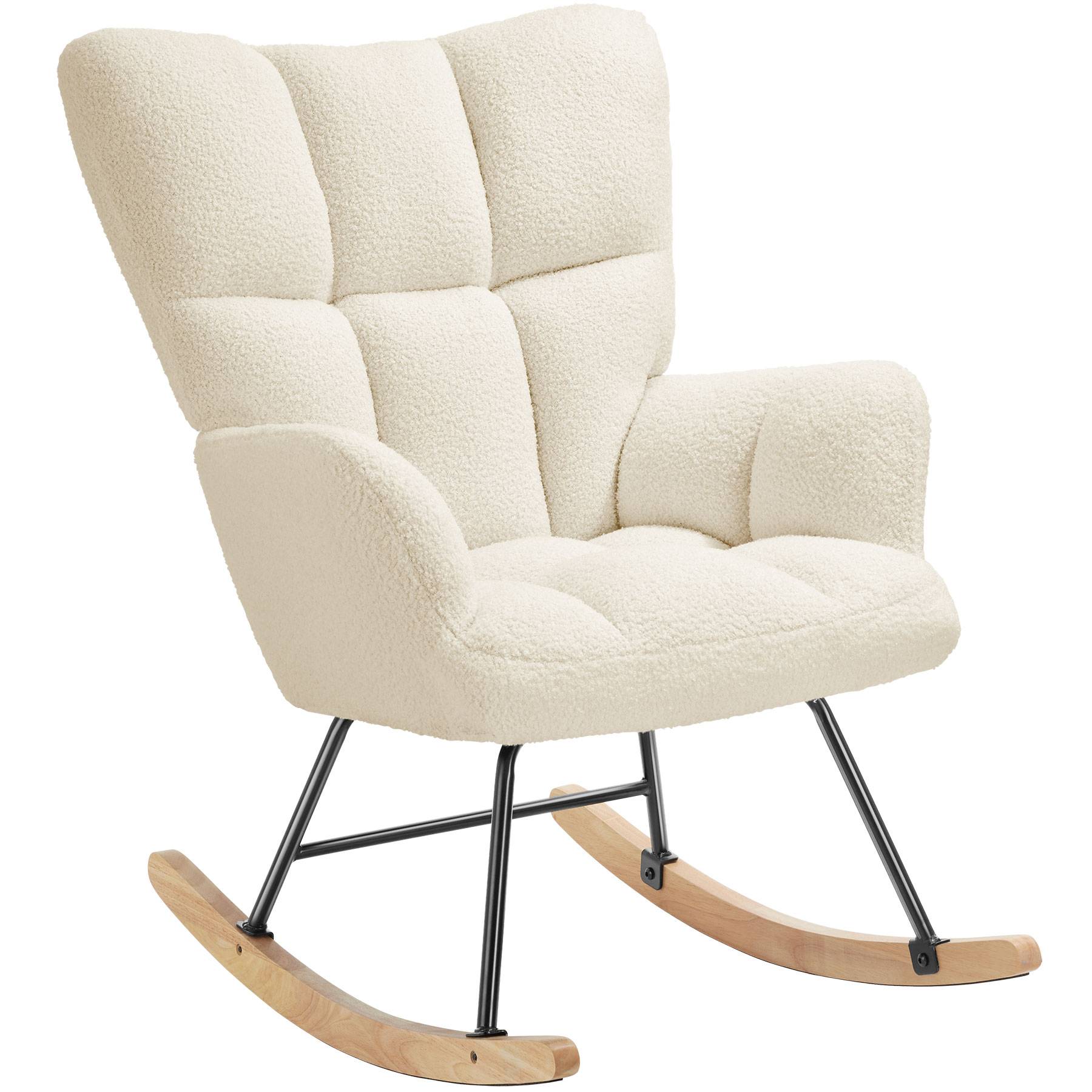 Rocking Chair Torve with Plush Padding, Quilted Pattern and Wooden Runners
