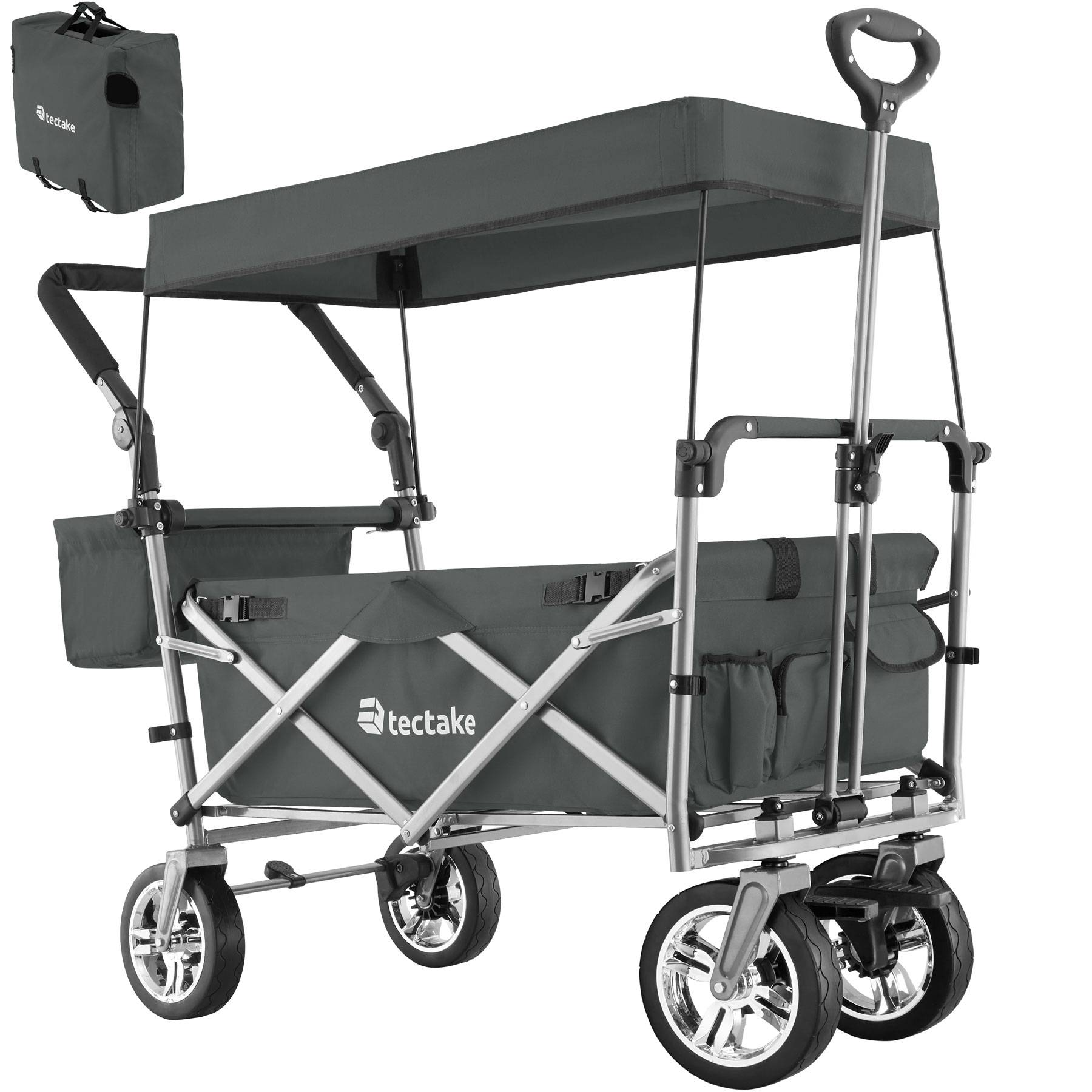 Garden Trolley Nico - foldable, with roof, telescopic handle, brake function, bag