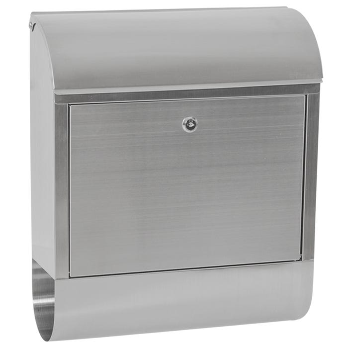 Mailbox with newspaper tube XXL stainless steel