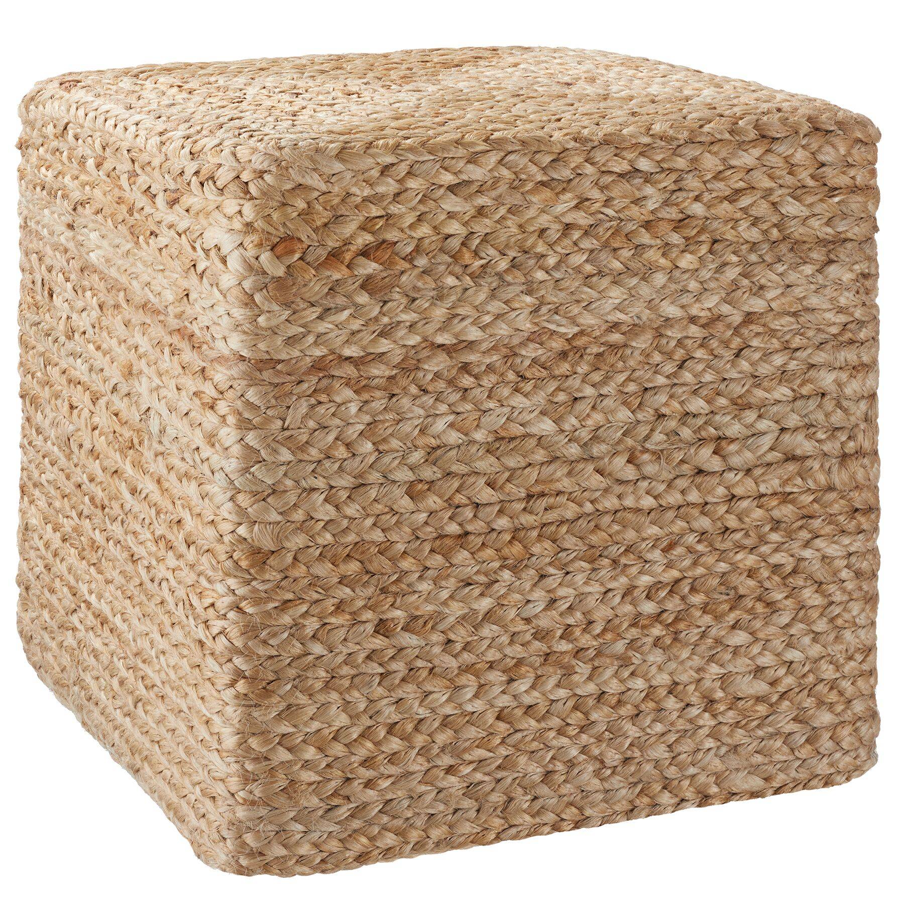 Footstool Banno - cube shape, boho style, natural jute fibres