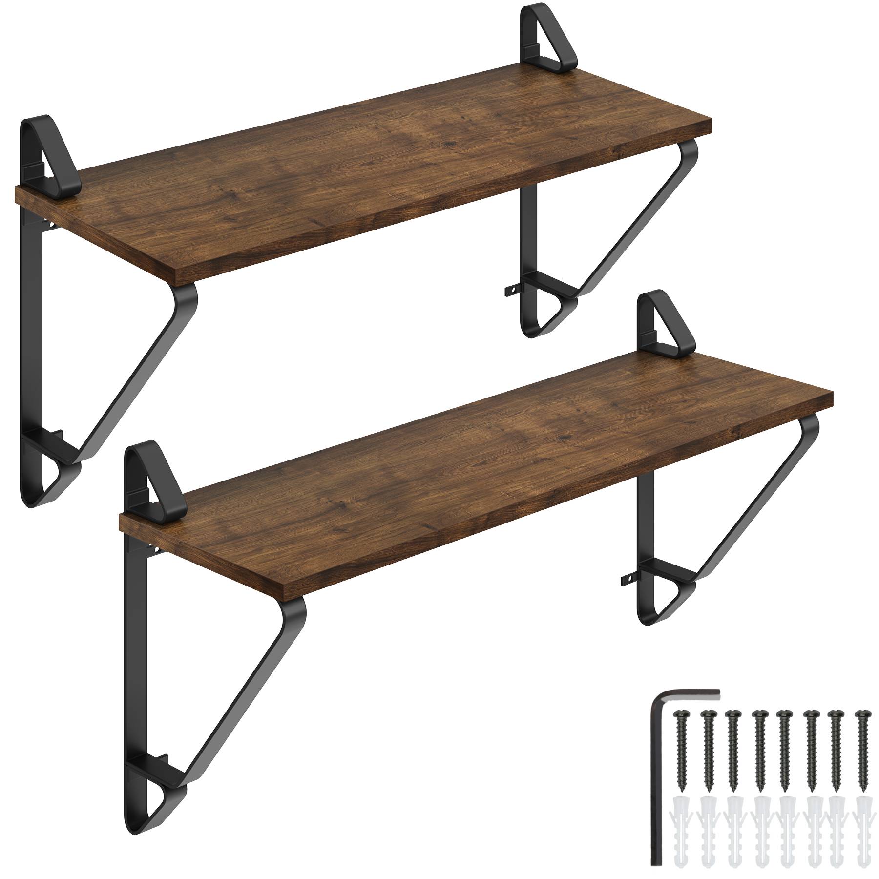 Wall Shelves Irvine - set of 2, wood & metal look, high load-capacity