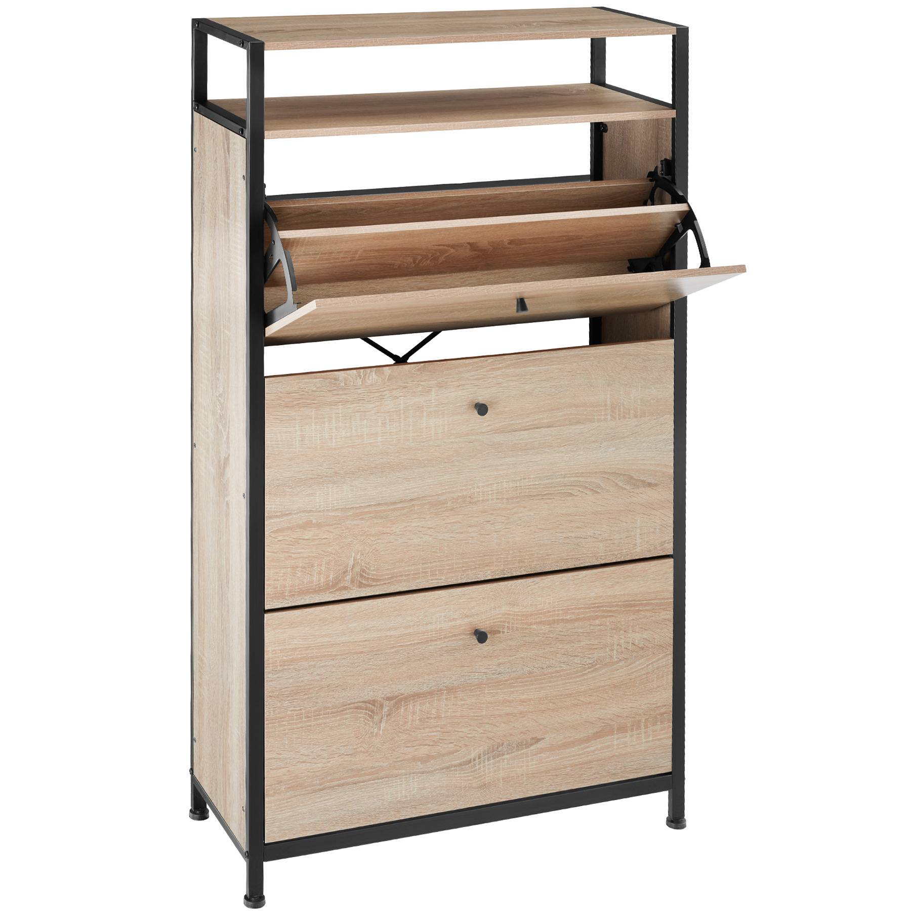 Slim Rack - 2 storage shelves, 3 tilt drawers with 2 racks per, industrial style
