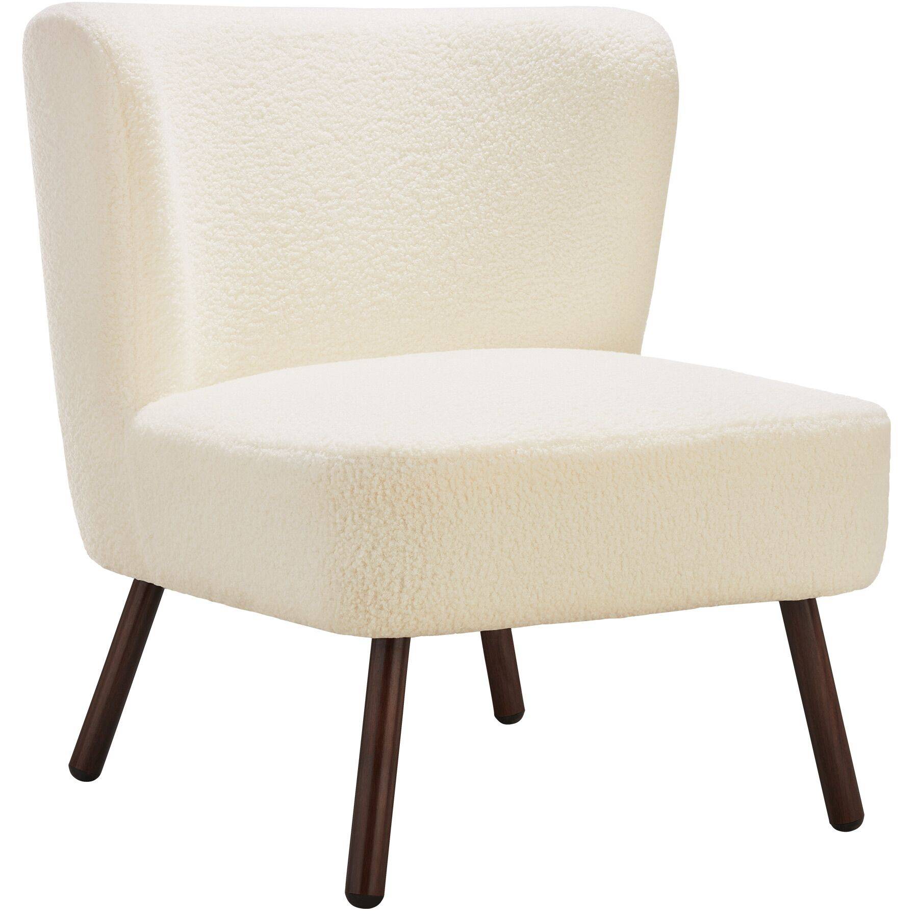 Teddy Chair Robina with Plush Boucle Cover, Low Seat and Steel Legs